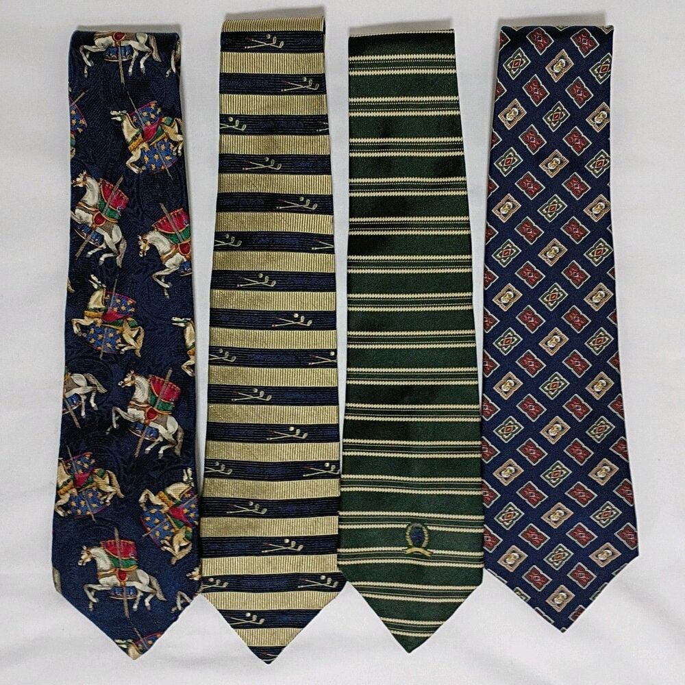 Vintage Tommy Hilfiger Silk Neck Ties Lot Of 4 Italian Silk Made In USA